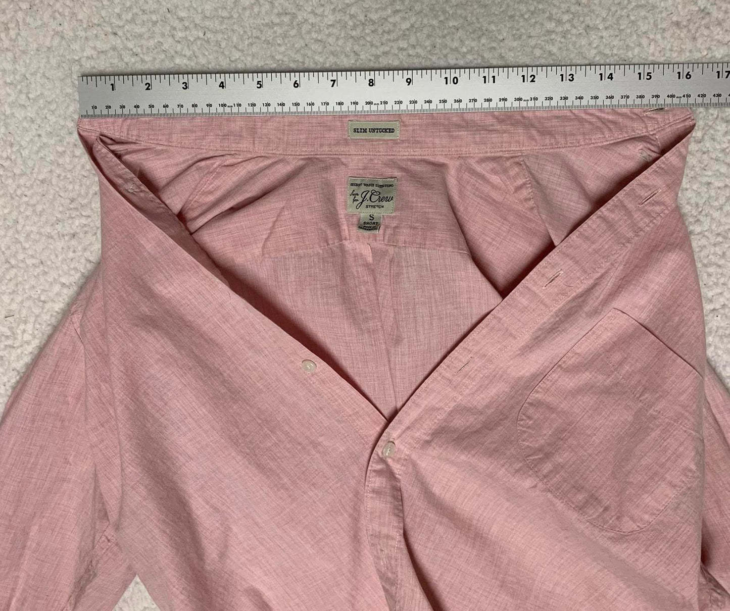 J Crew Long Men’s Small Short Pink Button-Up Shirt Slim Fit