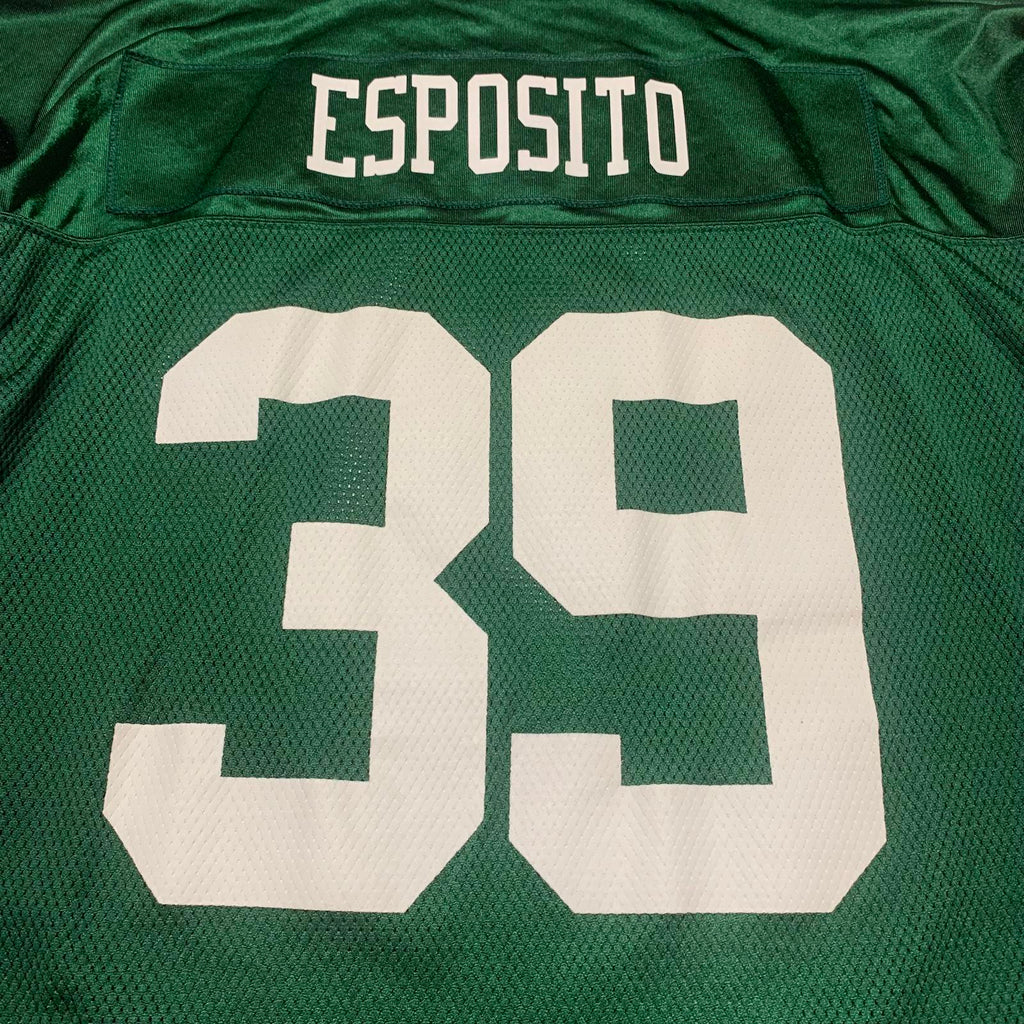 Camiseta de fútbol americano Reebok Esposito de los New York Jets, talla 39, verde, NFL, para uso en el campo, de VTG