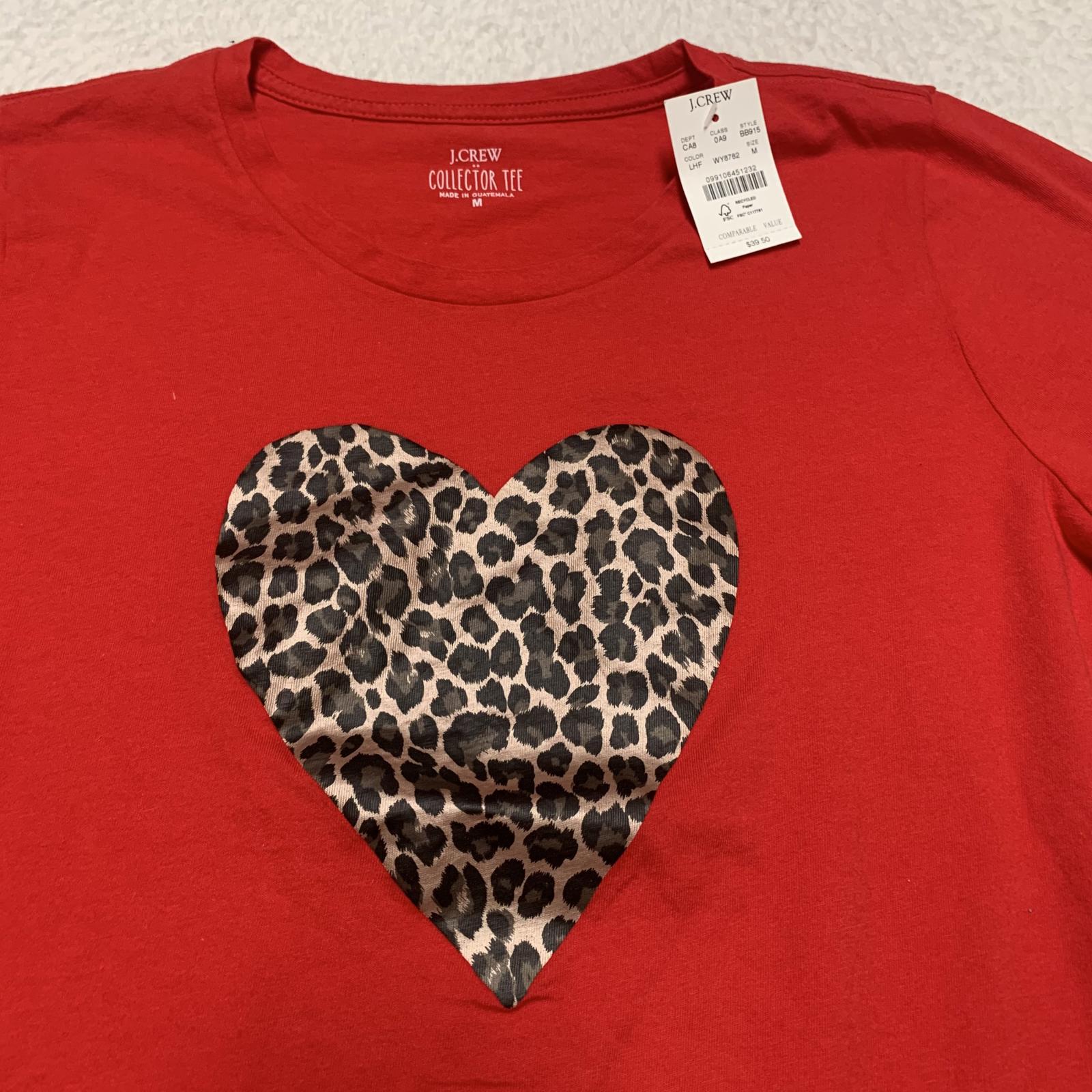 Camiseta de coleccionista con corazón de leopardo rojo de J.Crew, talla mediana para mujer