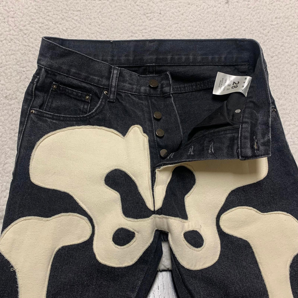 Vaqueros negros con estampado de calavera para hombre MNML, talla 28