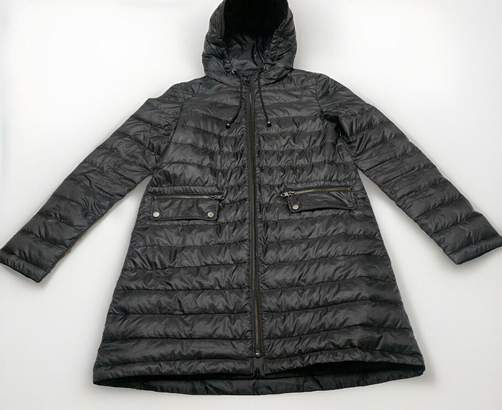 Chaqueta acolchada larga con capucha, ligera y plegable, negra, talla extragrande, para mujer de Zara Basic