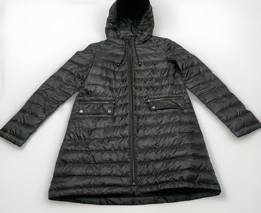 Zara Basic Women’s X-Small Black Lightweight Packable Puffer Long Hooded Jacket