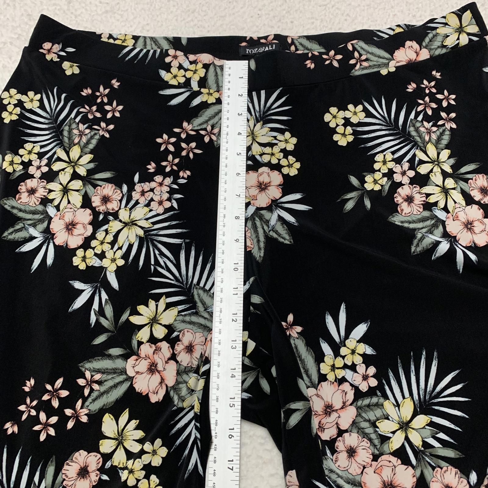 Pantalones anchos con estampado floral de Roz &amp; Ali, talla 3X, estilo tropical, ancho 43 x 29 L