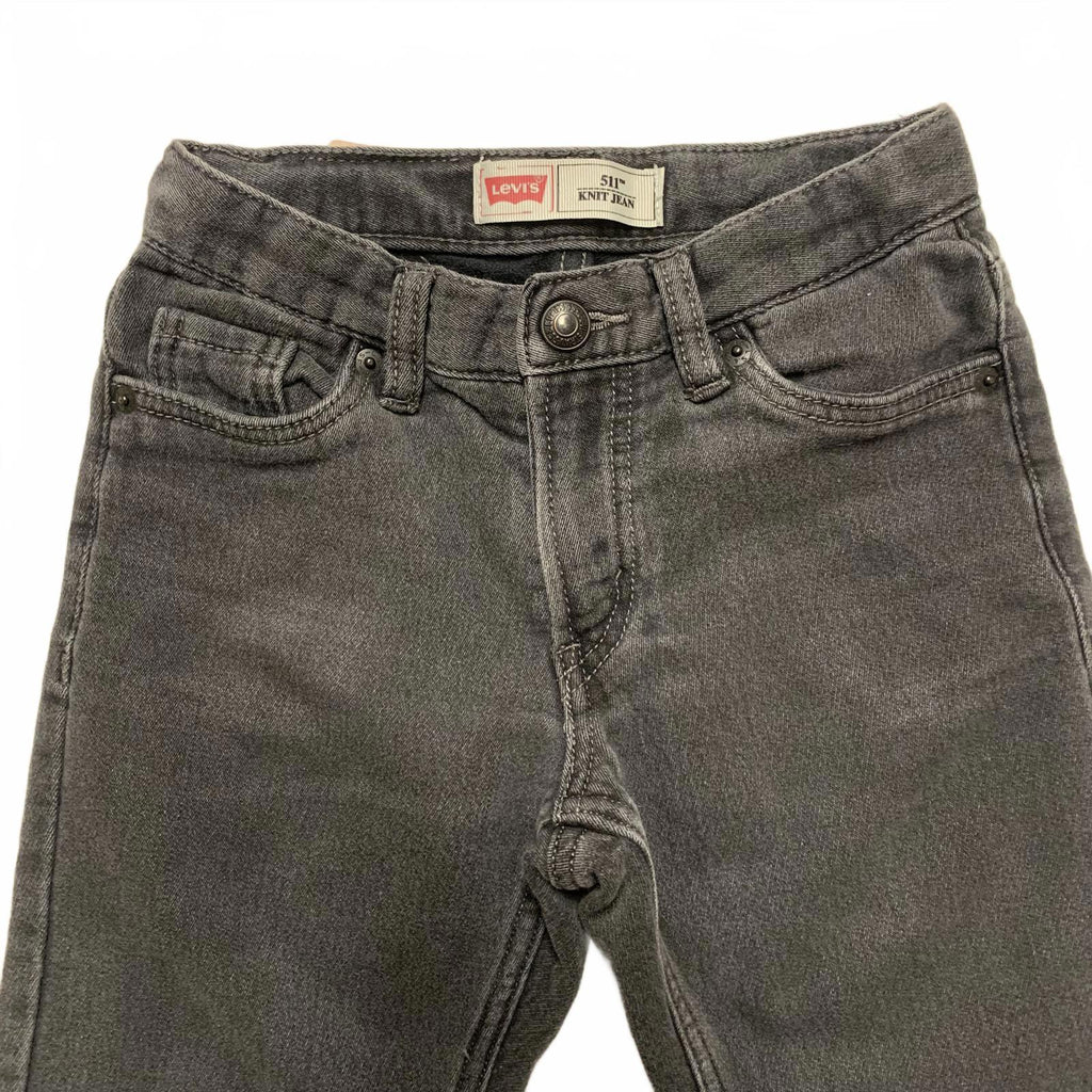 Levi's 511 Kids Talla 7 Reg Gris Negro Slim Fit Soft Knit Jeans W 21 x 20L Real