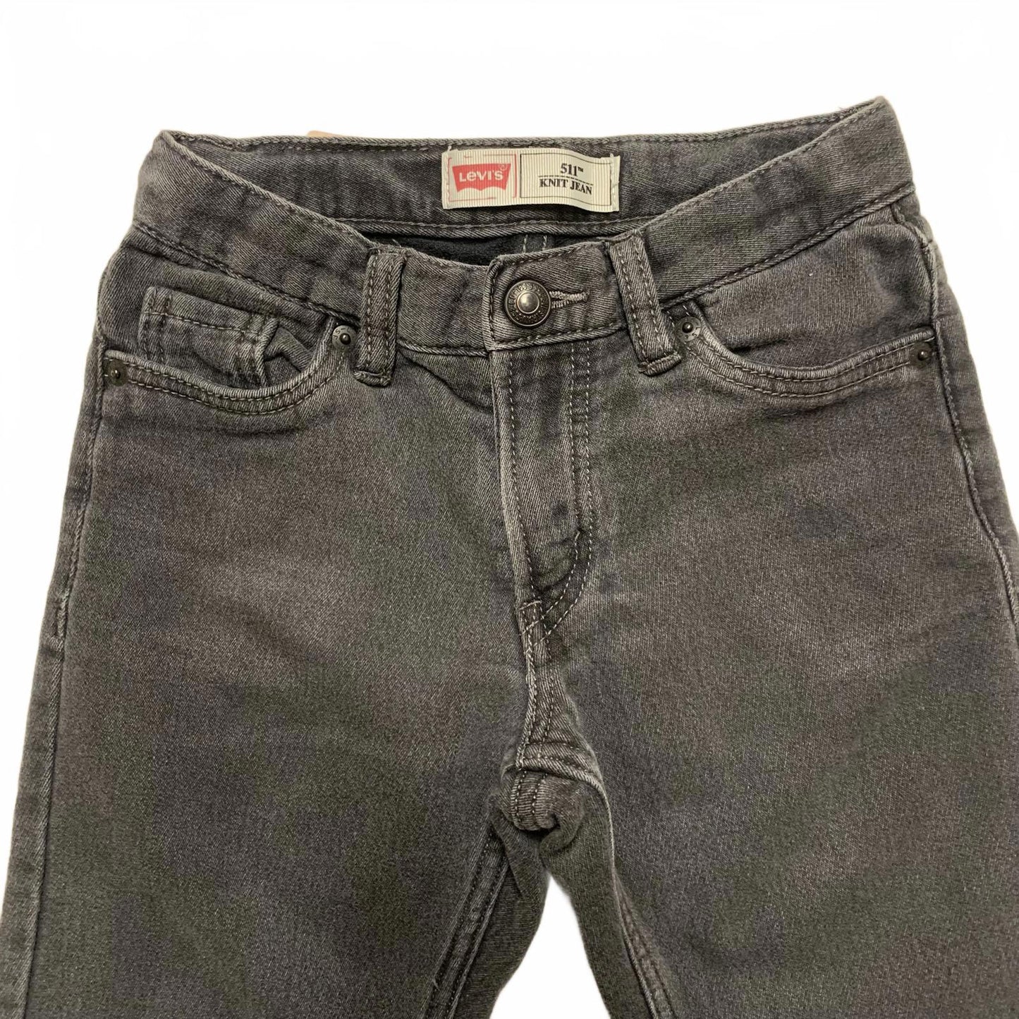 Levi's 511 Kids Size 7 Reg Gray Black Slim Fit Soft Knit Jeans W 21 x 20L Actual