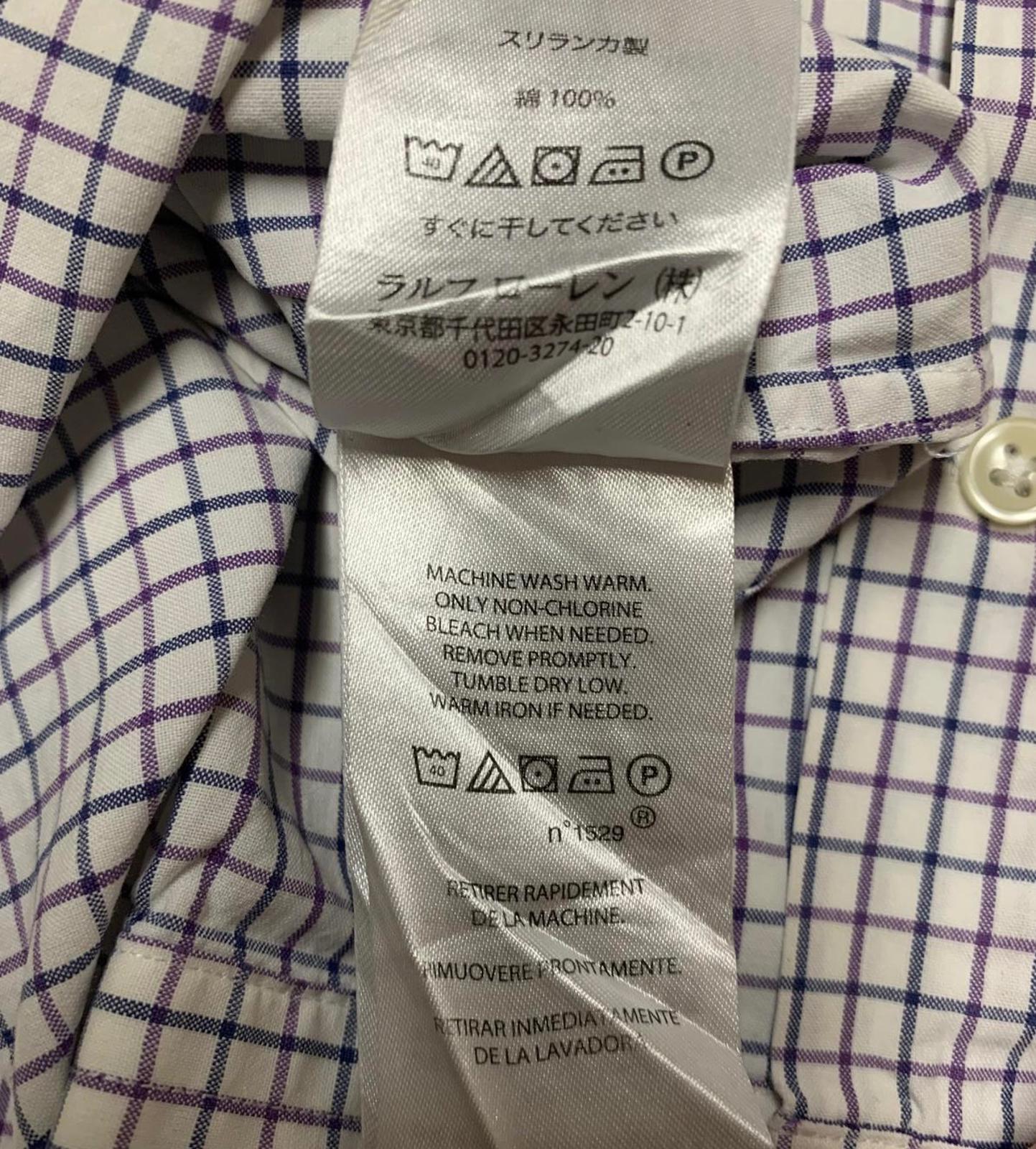 Ralph Lauren Men's Size XLarge White Grid Casual Button-Down Shirt XL