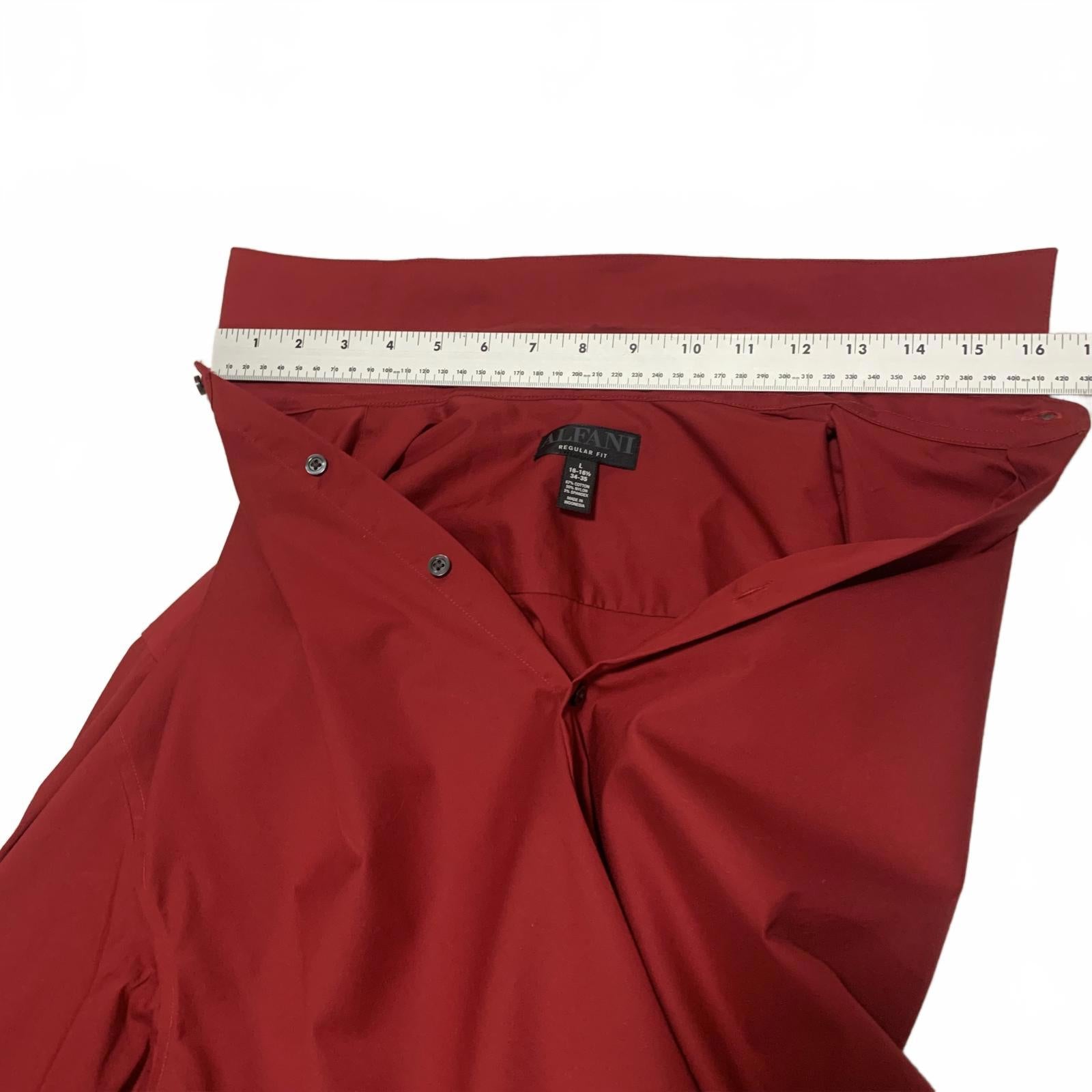 Alfani Men's Size L 16-161/2 Red Long Sleeve Dress Shirt Button Up Cotton Blend