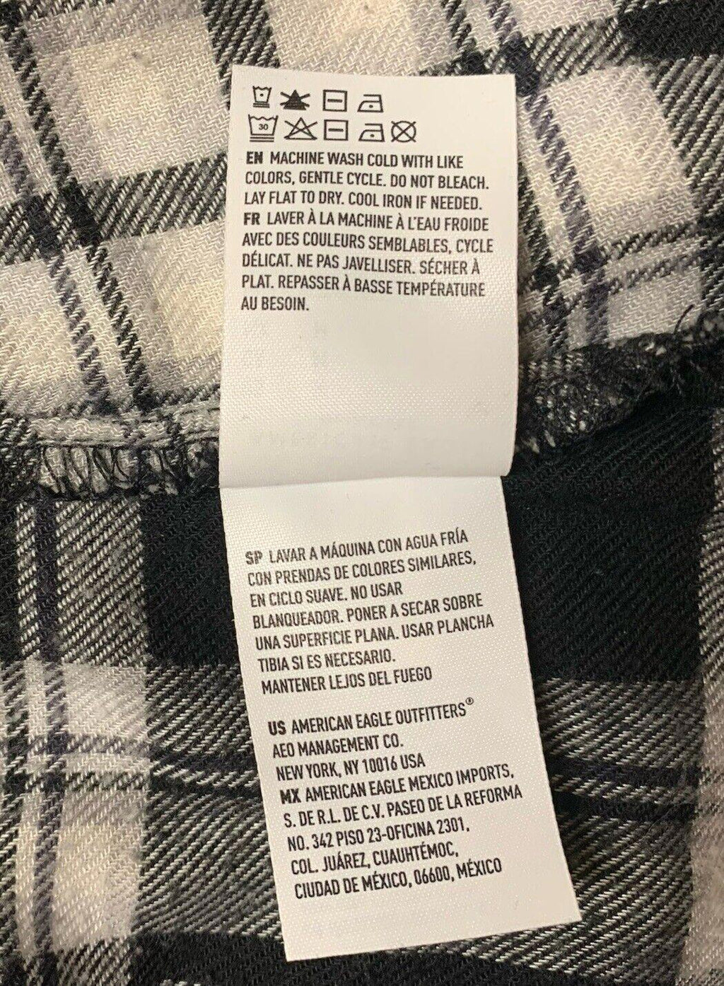 Túnica de franela a cuadros American Eagle, talla pequeña, negra, blanca, con pinzas, jegging, talla M
