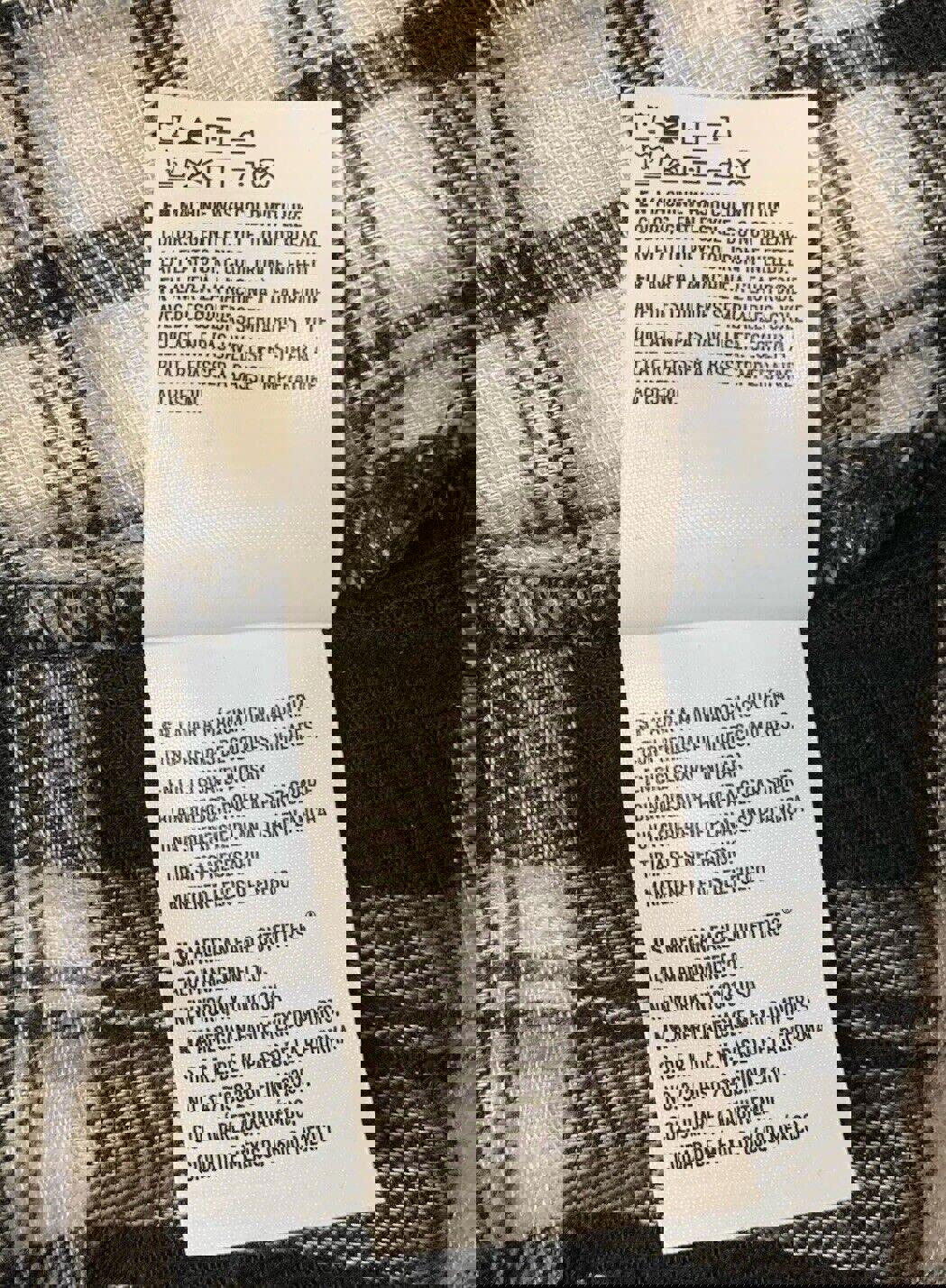 American Eagle Plaid Flannel Tunic Size Small Black White Pin Tuck Jegging Fit M