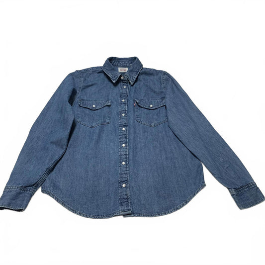 Levi's Denim Shirt Womens Sz Small Blue Classic Western Style Cotton