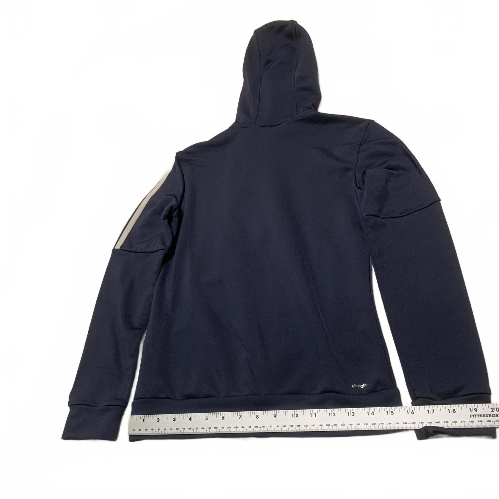 Sudadera con capucha y cremallera Adidas para mujer, talla S, azul marino, 3 rayas