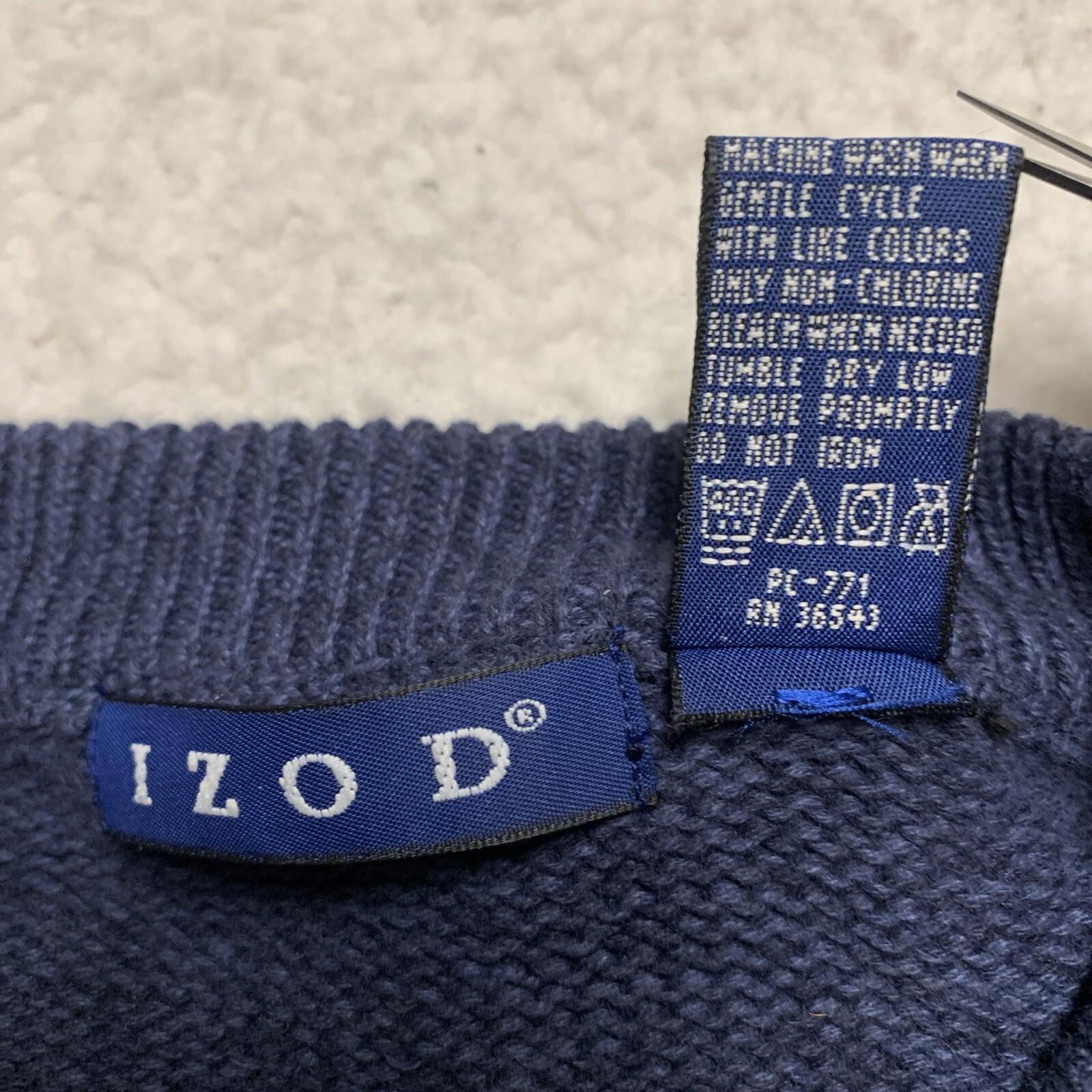 Izod Men's XL Blue Green Knit Sweater Argyle Diamond Crew Neck 100% Cotton