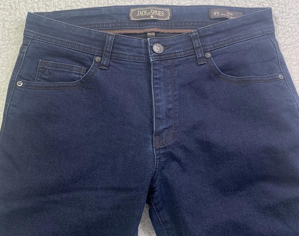 Vaqueros Jack of Spades para hombre, 33 x 26,5, azul oscuro alterado, pierna recta, corte clásico