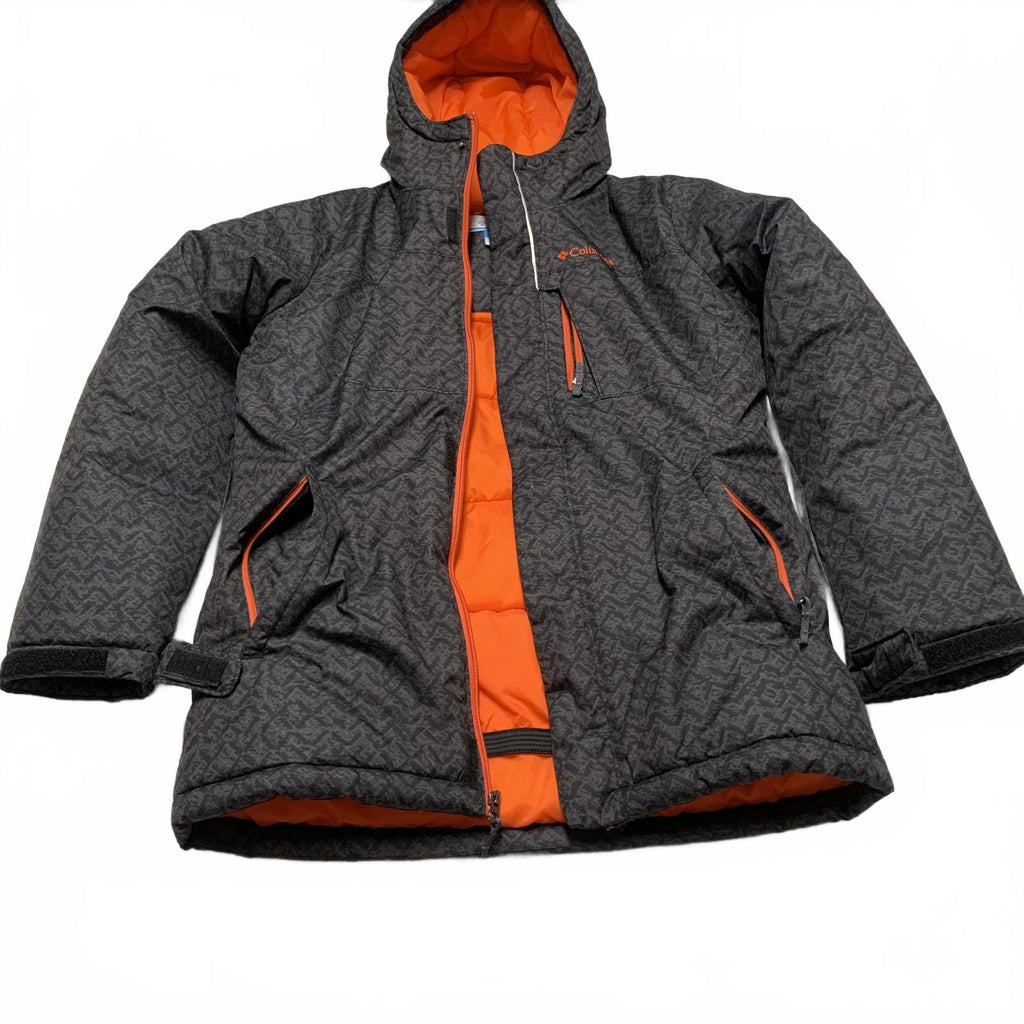 Chaqueta aislante con capucha y color negro y naranja de Columbia, talla grande para hombre