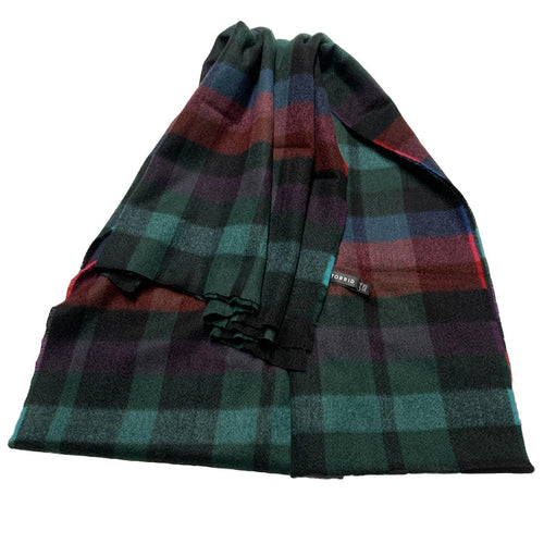 Bufanda chal manta de franela a cuadros multicolor Torrid con ribete de flecos, talla única