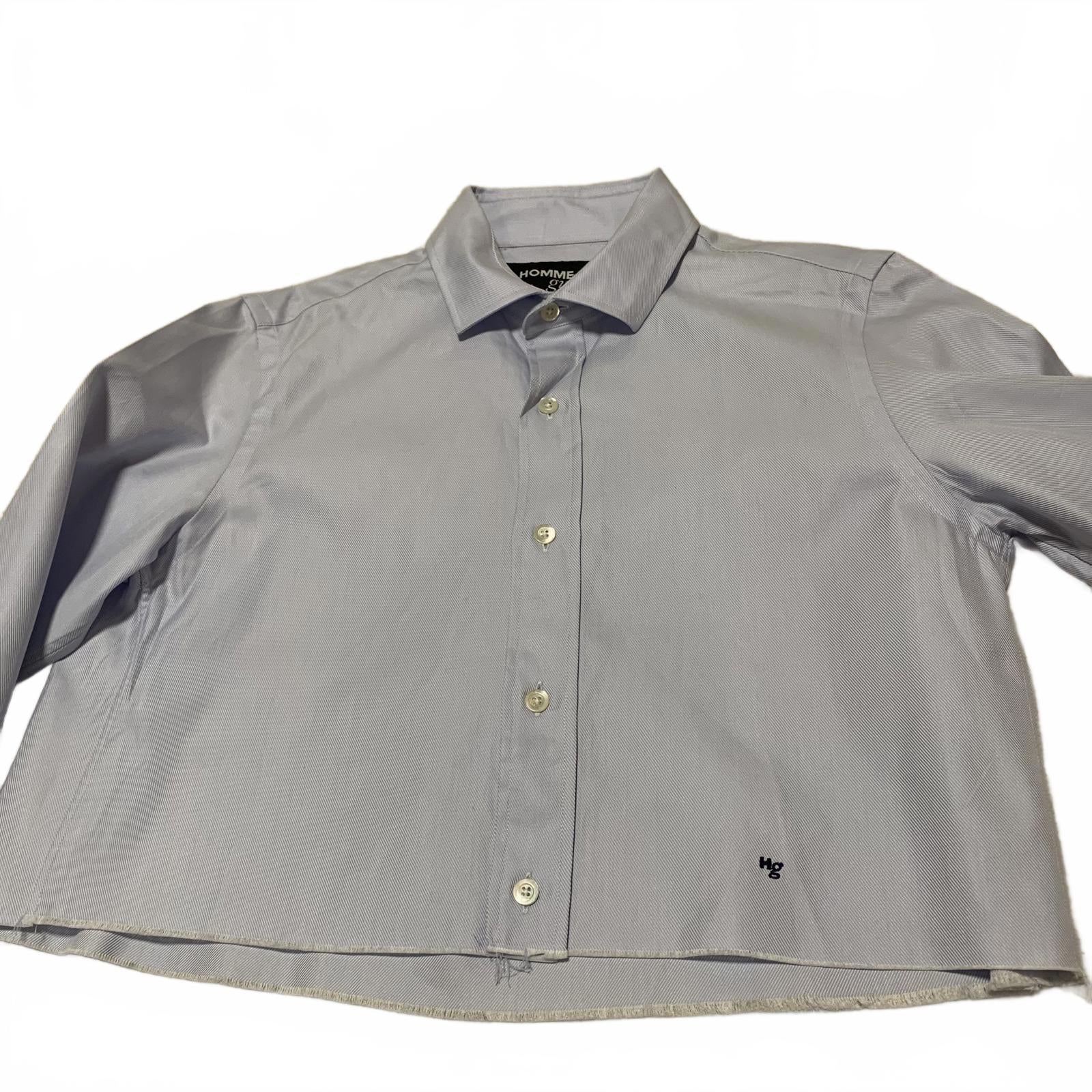 Hommegirls Women's Size Small Chambray Blue Cropped Button-Up Shirt