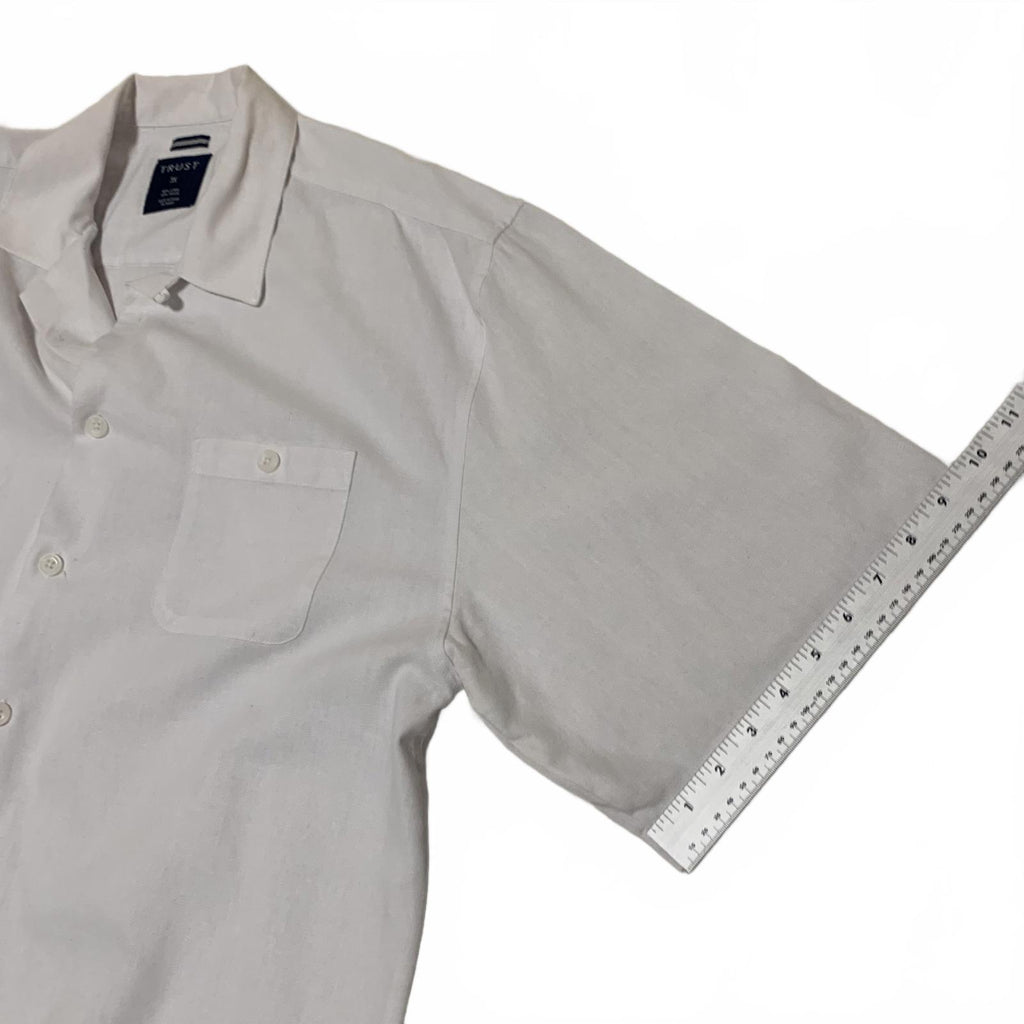Vtg 90s Trust Men's 3X White Linen Rayon Short Sleeve  Casual Beach 3XL Shirt