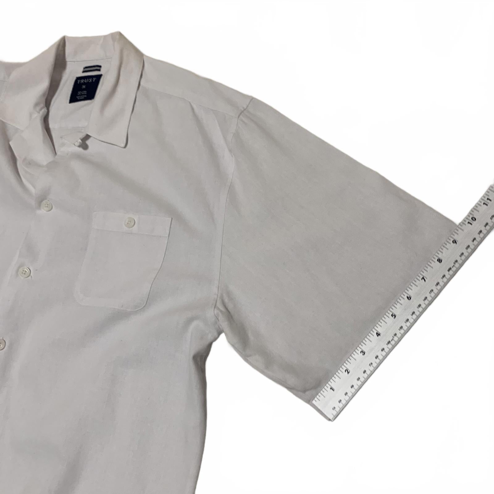 Vtg 90s Trust Men's 3X White Linen Rayon Short Sleeve  Casual Beach 3XL Shirt