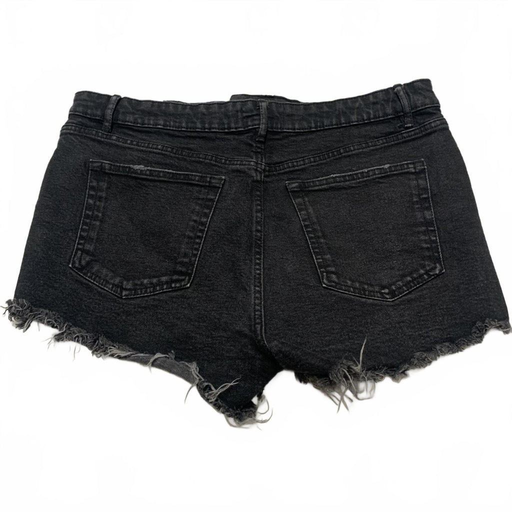 Shorts vaqueros desgastados negros de tiro alto para mujer de Zara, talla 12, estilo festival grunge