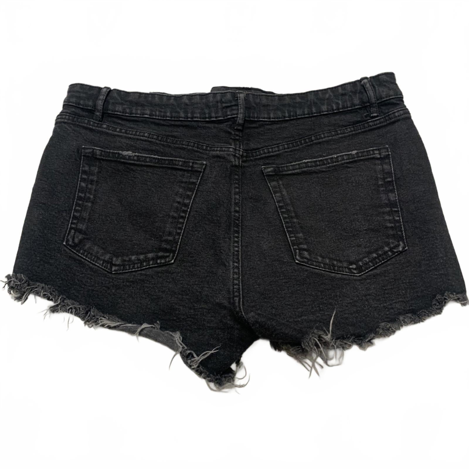 Shorts vaqueros desgastados negros de tiro alto para mujer de Zara, talla 12, estilo festival grunge