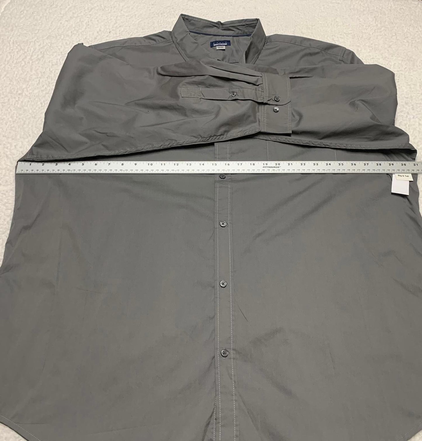 Basic Editions Men’s 4XLT Charcoal Gray Classic Button-Up Shirt