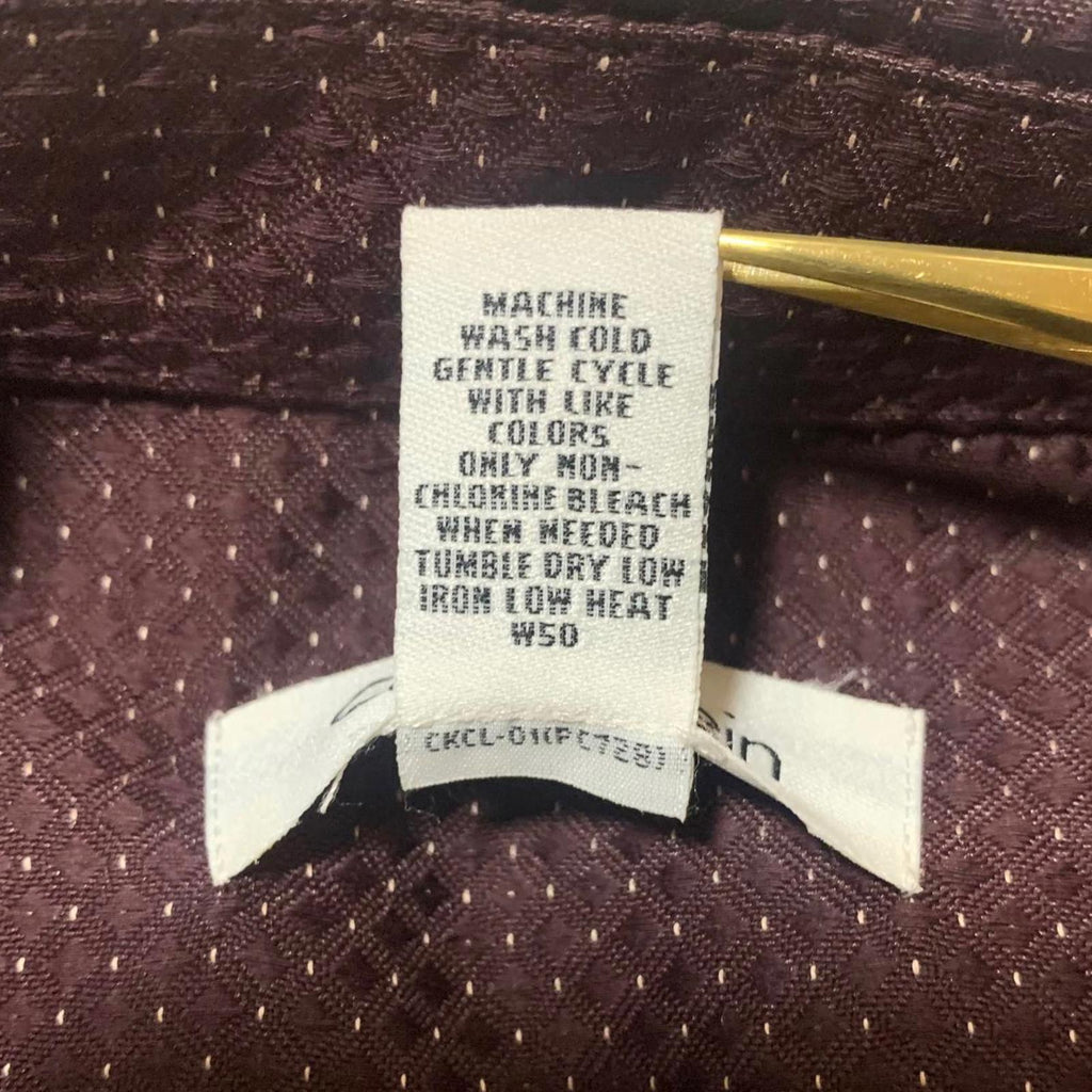 VTG 90s Calvin Klein Burgundy Polka Dot Dress Shirt