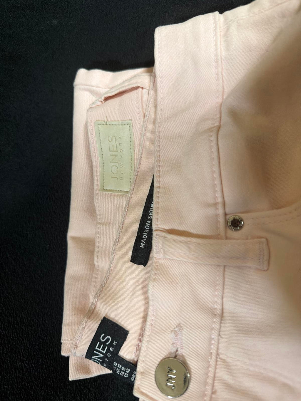 Jones New York Women's Size 10 Light Pink Madison Skinny Stretch Jeans W30.5x27L