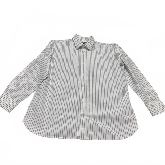 Banana Republic Men's Size XL Slim Fit White Blue Striped Button-Up Shirt