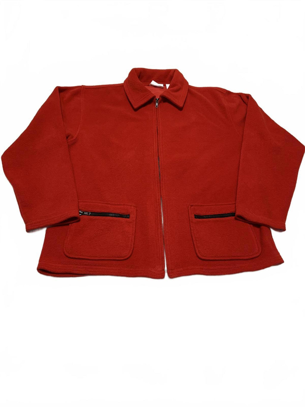 Chaqueta polar roja con cremallera y bolsillos, talla pequeña, para mujer, de la colección Willi Smith