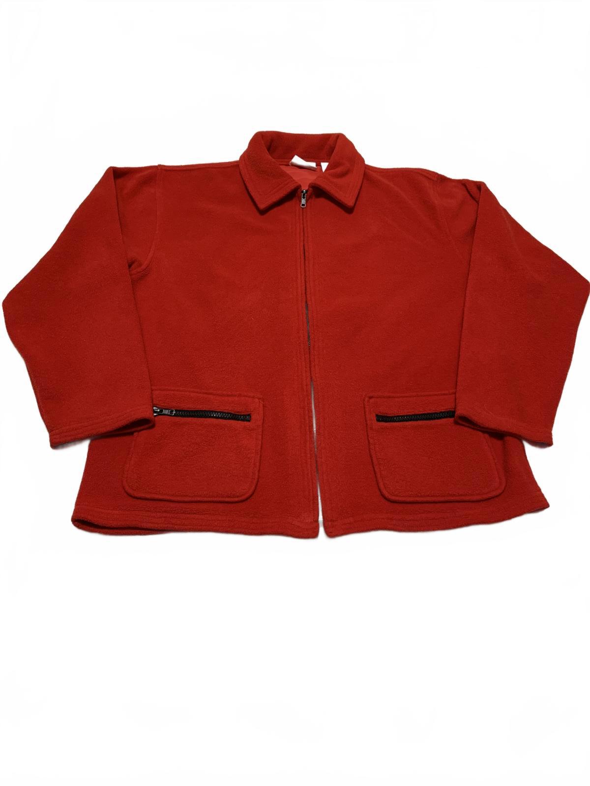 Chaqueta polar roja con cremallera y bolsillos, talla pequeña, para mujer, de la colección Willi Smith