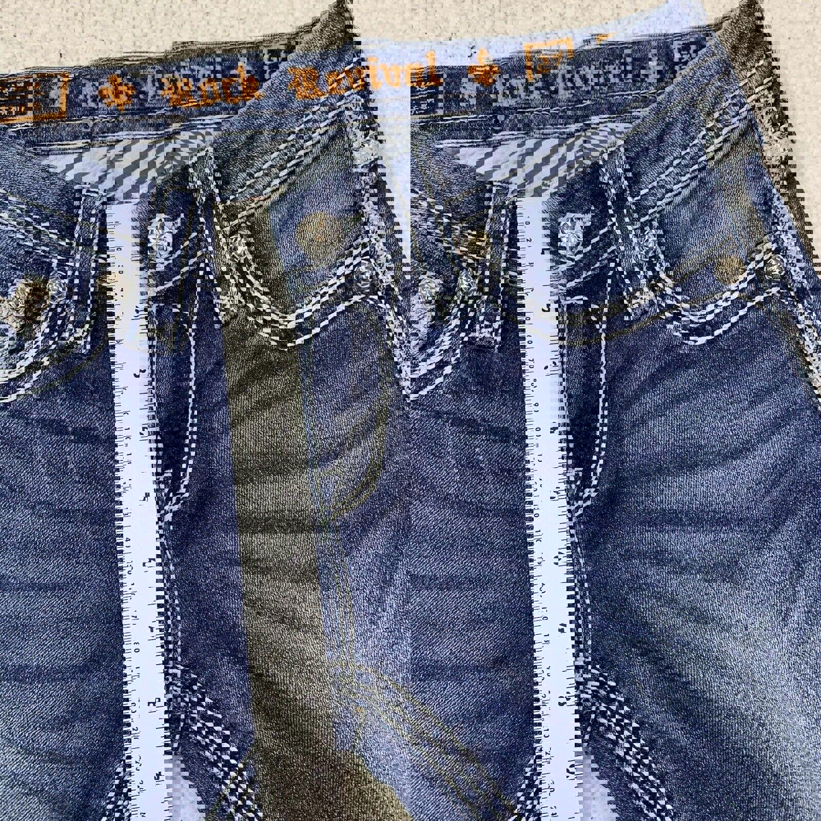 Vaqueros Rock Revival para mujer, talla 27, con bolsillo vaquero y puntadas llamativas