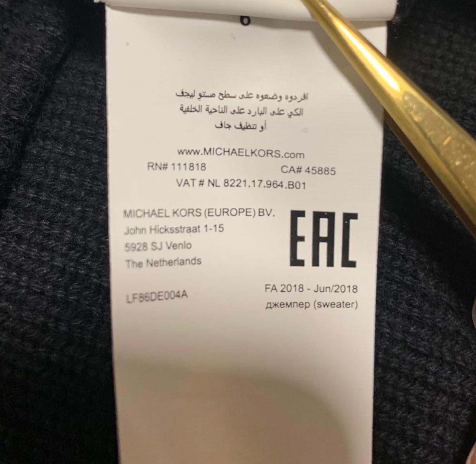 Suéter tipo túnica de punto Michael Kors para mujer, talla grande 1X, color negro, con dobladillo alto y bajo