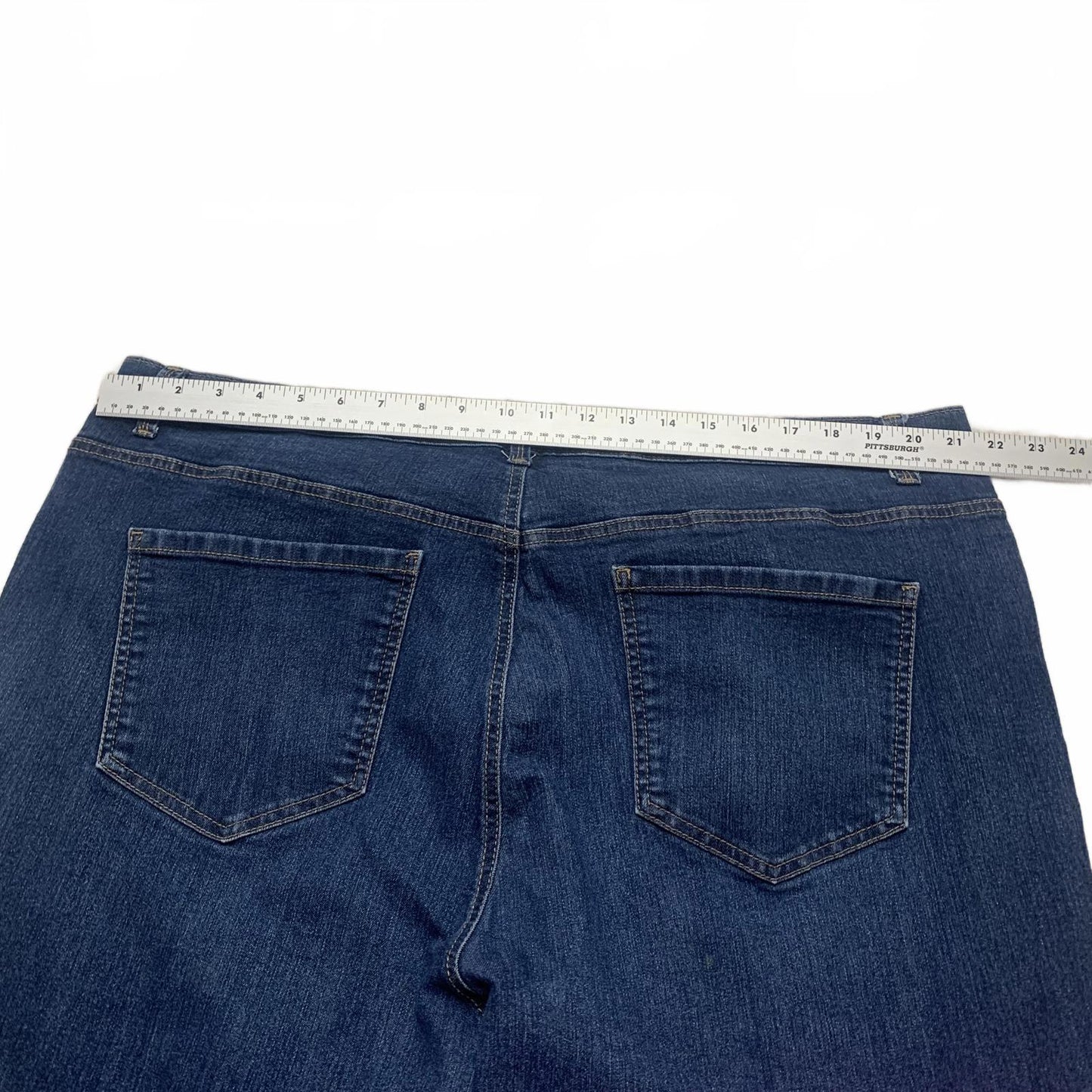 Gloria Vanderbilt Women's Sz 22 Wide Dark Blue Wide-Leg Jeans 43 x 29 Actual