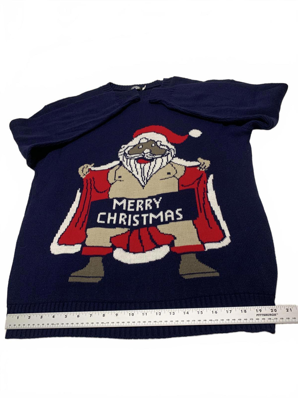 Suéter navideño azul marino USCO para hombre, talla XXL, con estampado festivo de Papá Noel