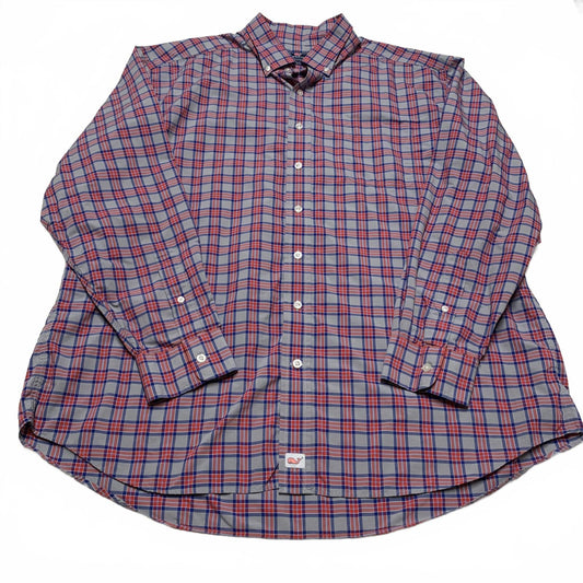 Vineyard Vines Mens Sz XXL Plaid Red Classic Fit Murray Button Shirt