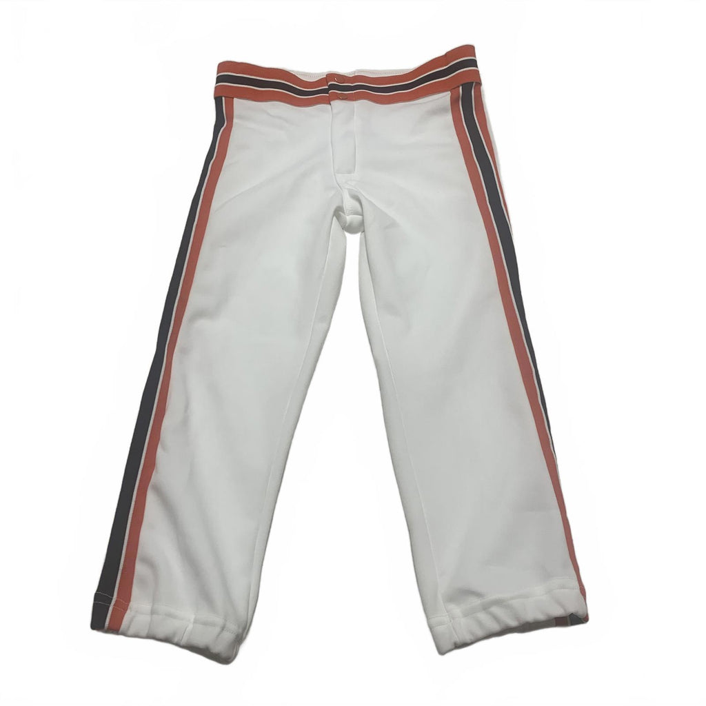 Pantalones deportivos Rawlings de los años 80, talla L, color blanco, rayas, naranja y negro, EE. UU.