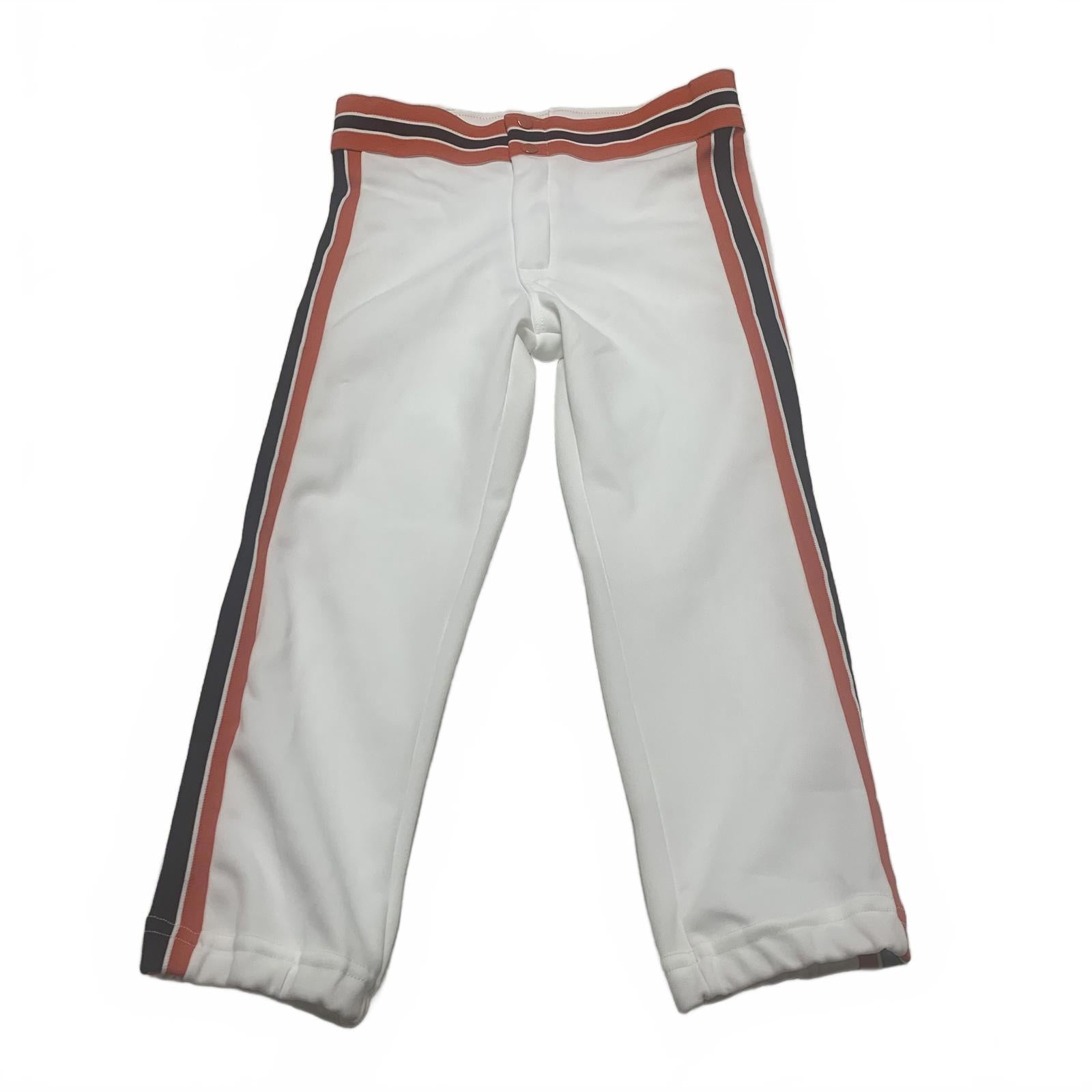 Pantalones deportivos Rawlings de los años 80, talla L, color blanco, rayas, naranja y negro, EE. UU.