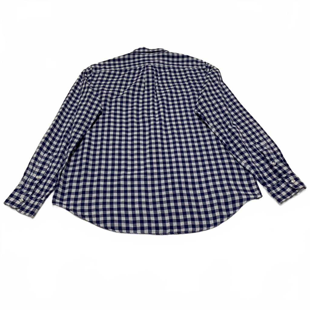 Camisa Ralph Lauren para hombre, talla L, azul, blanca, a cuadros, informal, con botones, manga larga