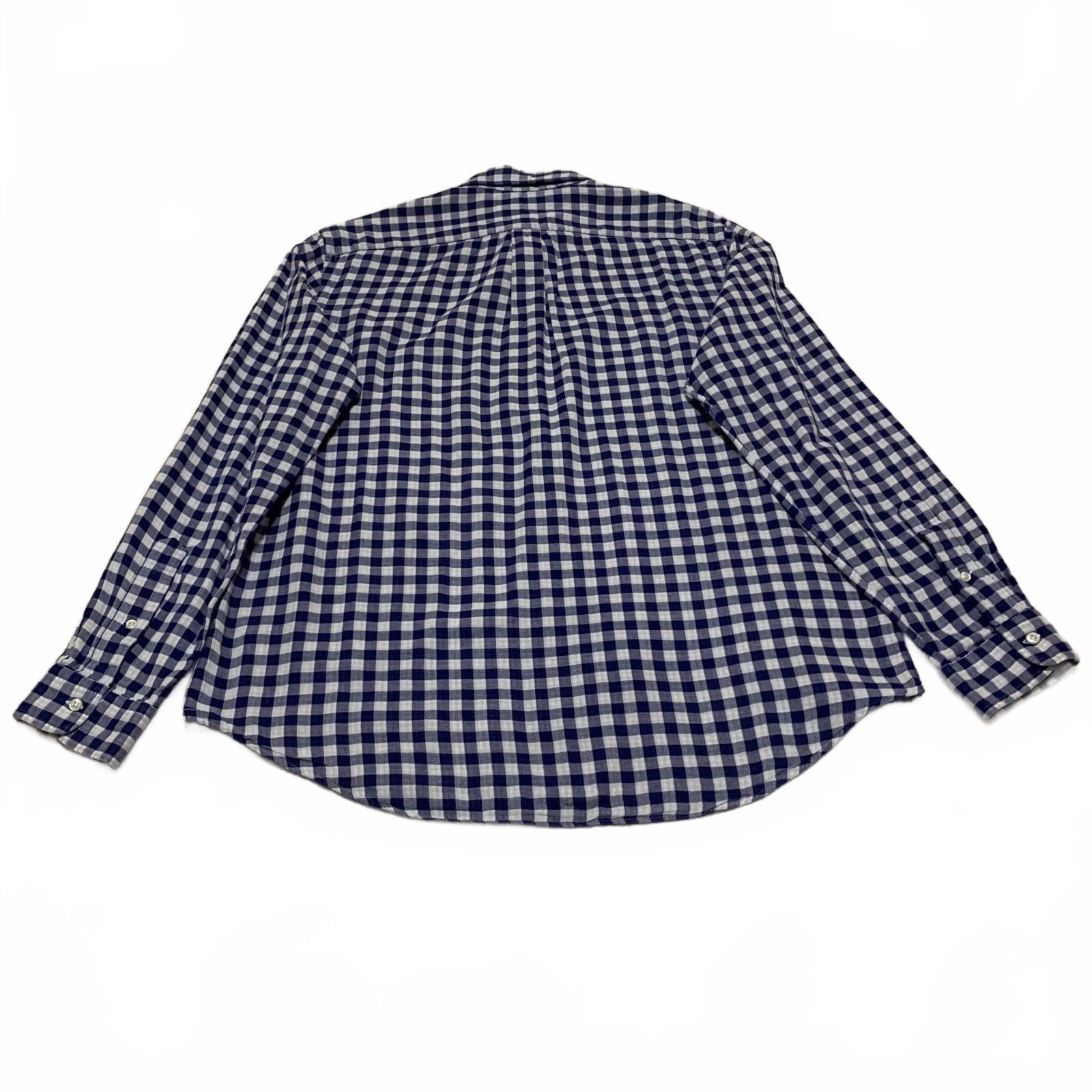 Camisa Ralph Lauren para hombre, talla L, azul, blanca, a cuadros, informal, con botones, manga larga