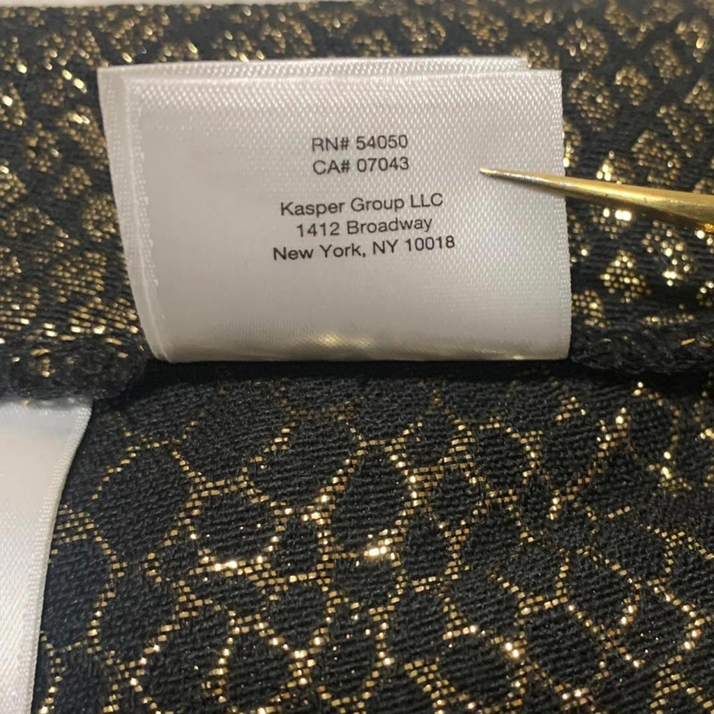 Pantalones Anne Klein para mujer, talla 8, con estampado de piel de serpiente en negro y dorado metalizado