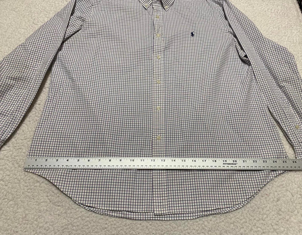 Ralph Lauren Men's Size XLarge White Grid Casual Button-Down Shirt XL