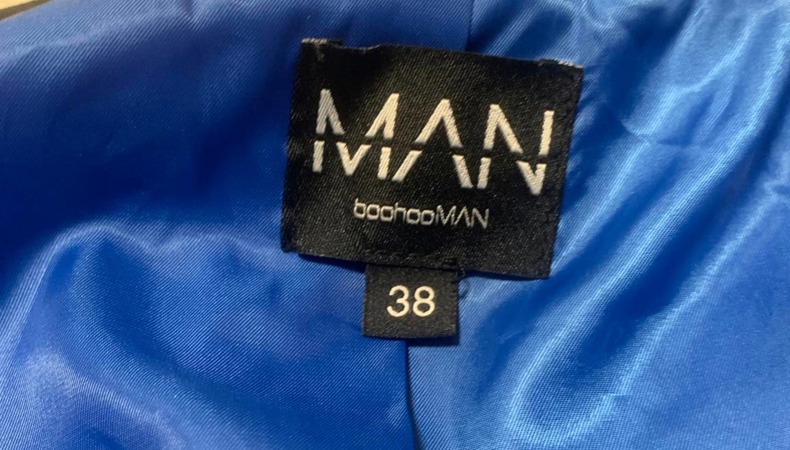 Man boohooMan Men's Size 38 Royal Blue Double Breasted Blazer Silver Buttons