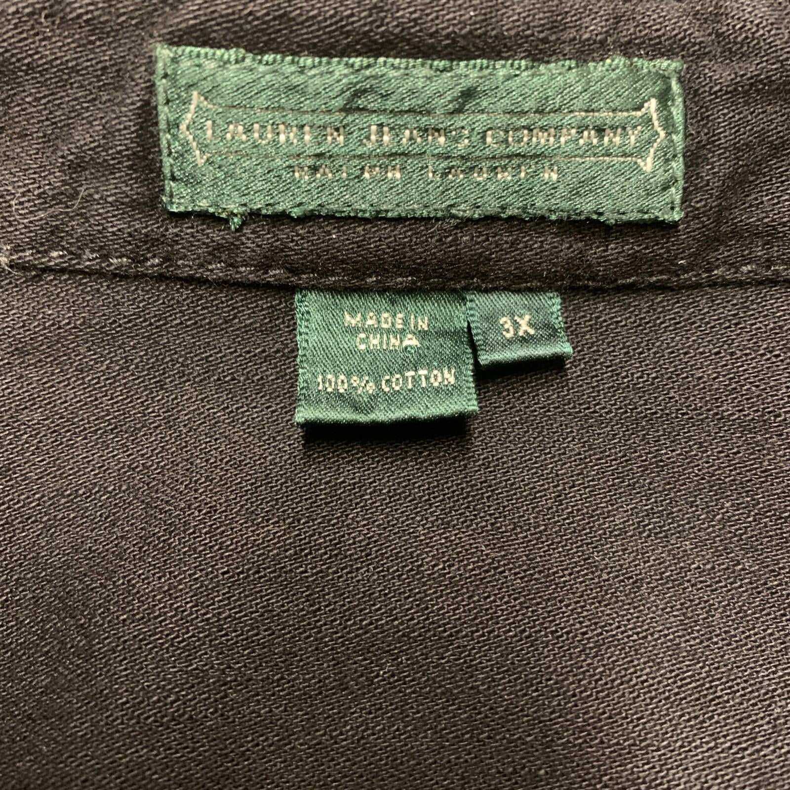 Camisa militar negra con botones 3X para hombre de Lauren Jeans Company, 100 % algodón