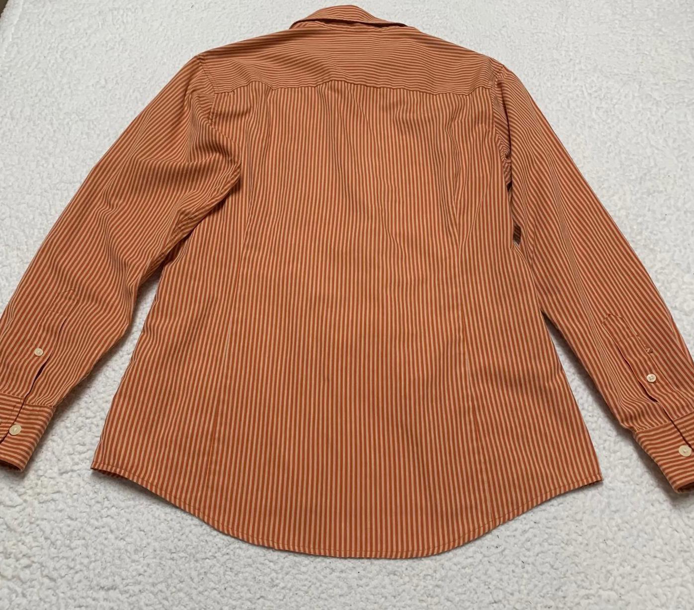 Camisa a rayas naranja con botones, talla pequeña, para hombre de la Universidad de Antigua de Texas