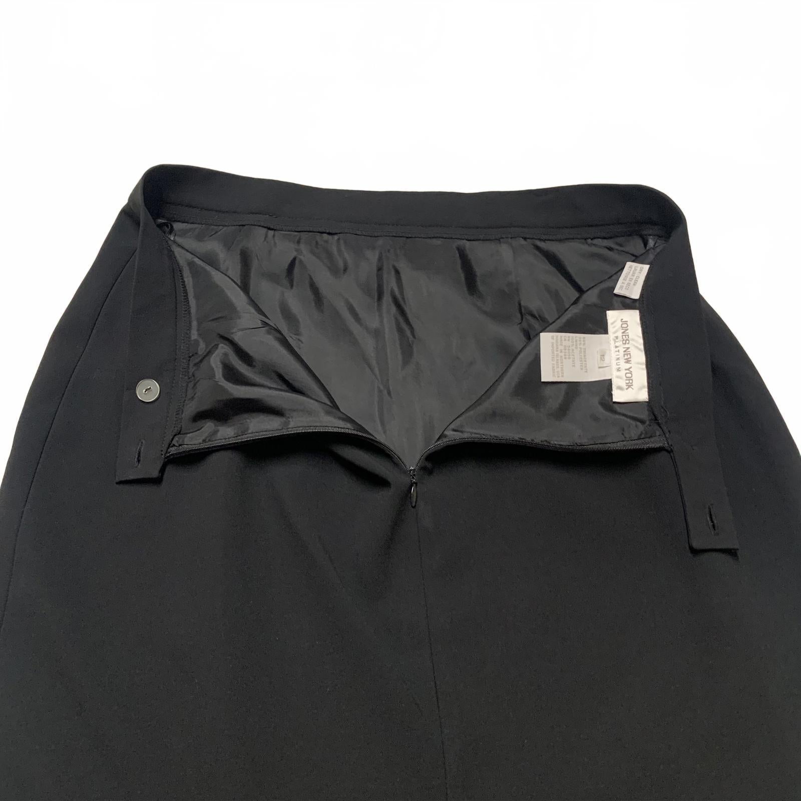 Falda tubo negra Vintage Jones New York Platinum para mujer, talla 12, W30