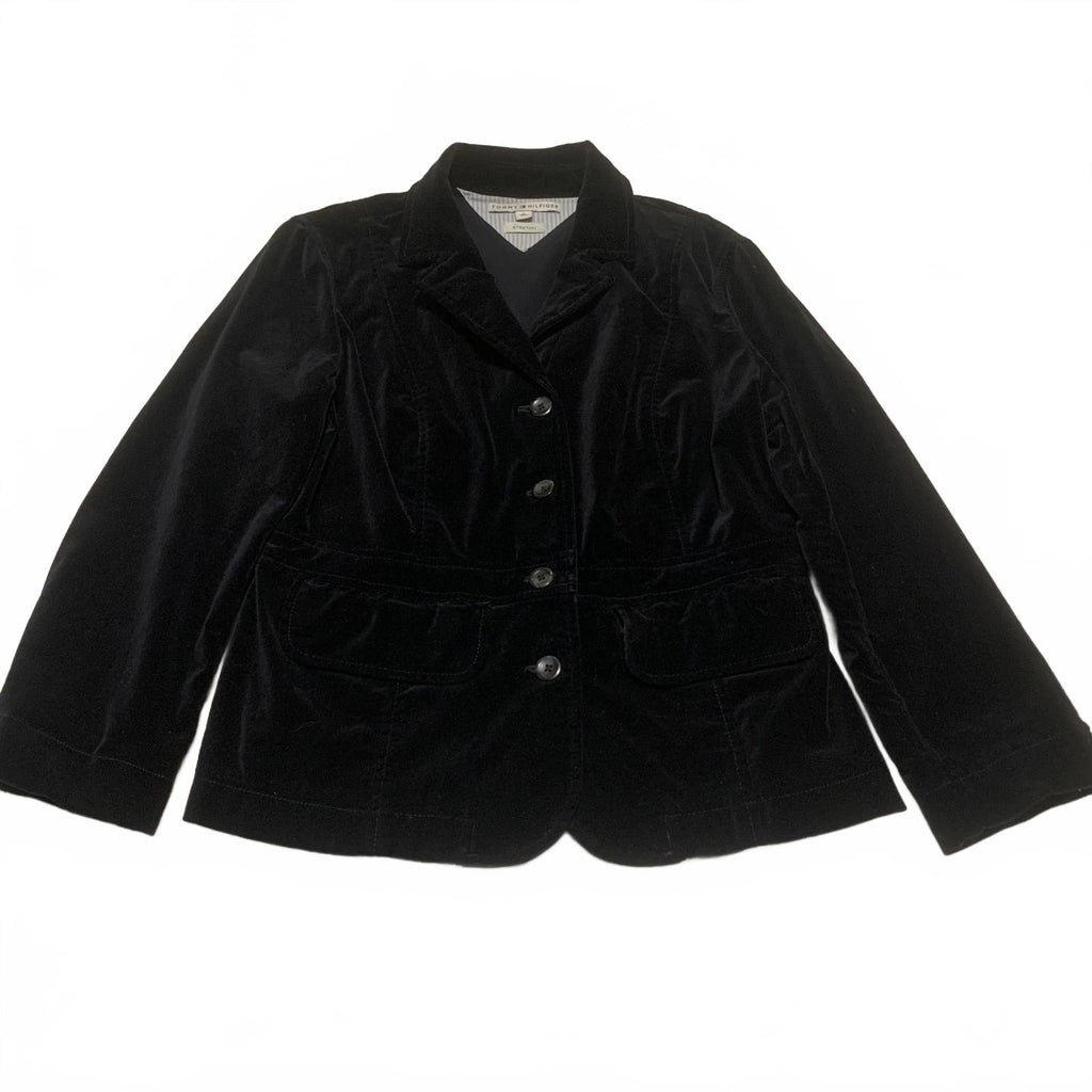 Blazer clásico de terciopelo negro Tommy Hilfiger para mujer, talla 12, chaqueta elegante