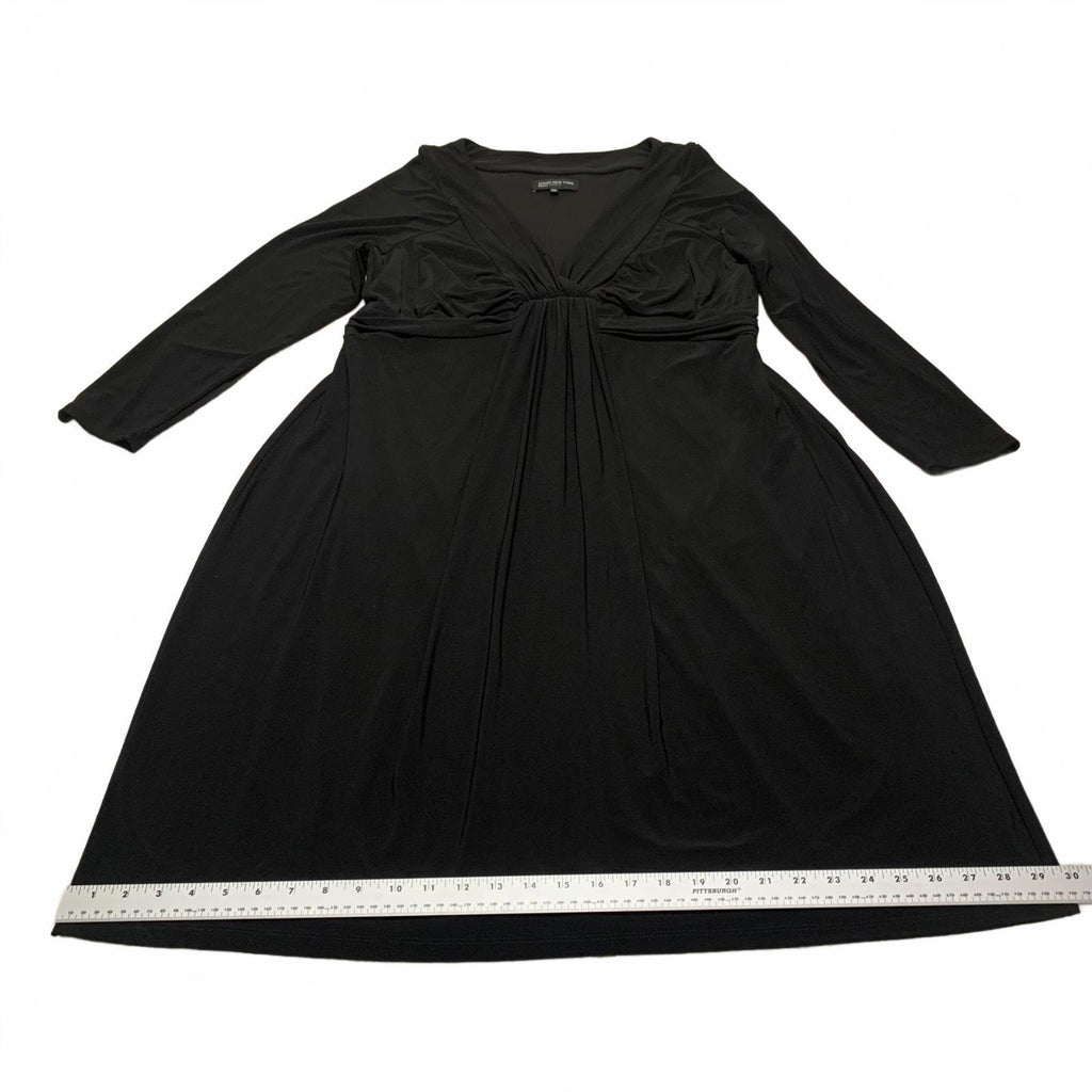Jones New York Women's Size 18W Black Long  V-Necks Sleeve Dress Formal