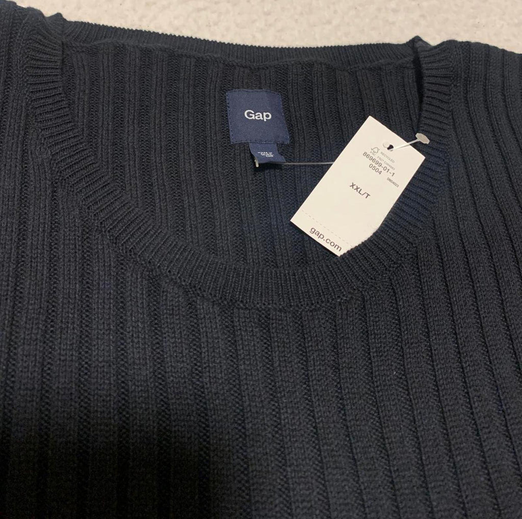 Suéter de punto acanalado negro de manga larga, talla XXL, para hombre de Gap, 100 % algodón, nuevo