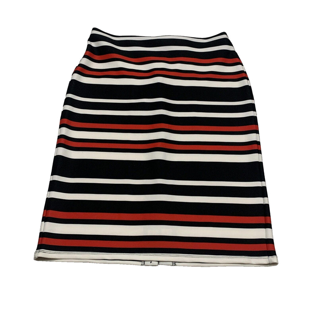 Falda tubo modesta hasta la rodilla con rayas rojas y negras de NYCC para mujer, talla M