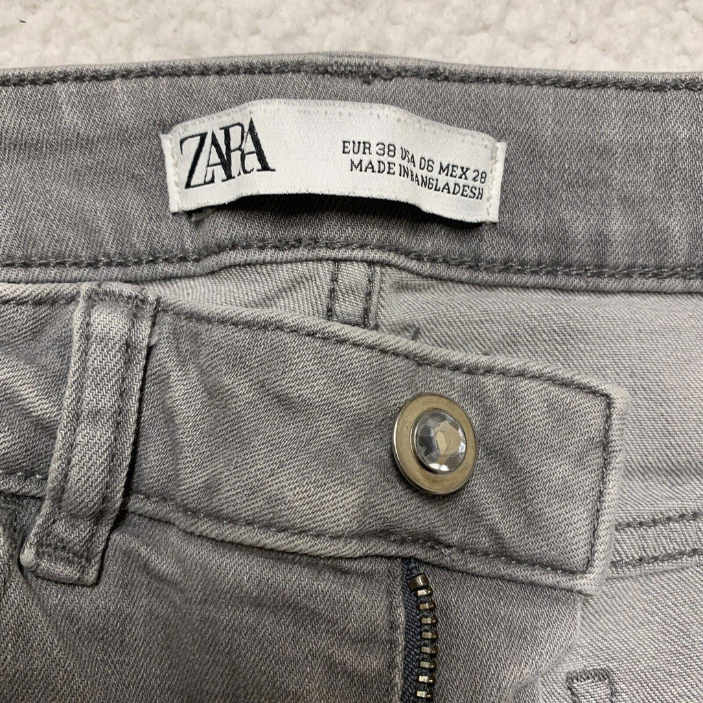 Vaqueros desgastados ajustados de lavado claro gris talla 6 para mujer de Zara